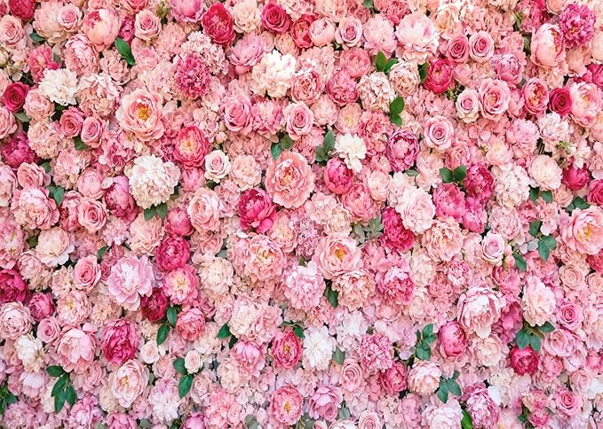 10x8ft Flower Photo Backdrop Flowers Wall Pink Rose Floral Spring Photography Backdrops for Pictures Newborn Wedding Bridal Shower Birthday Party Banner Decor Supplies Vinyl Photo Studio Props