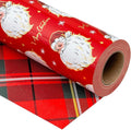 Yarcony Red Christmas Wrapping Paper Roll, Santa Wrapping Paper, Retro Classic Red Santa Claus, Stewart Tartan Plaid Christmas Gift Wrap Sheets for Winter Holiday, Festive Decor (17 Inch X 33 Feet)