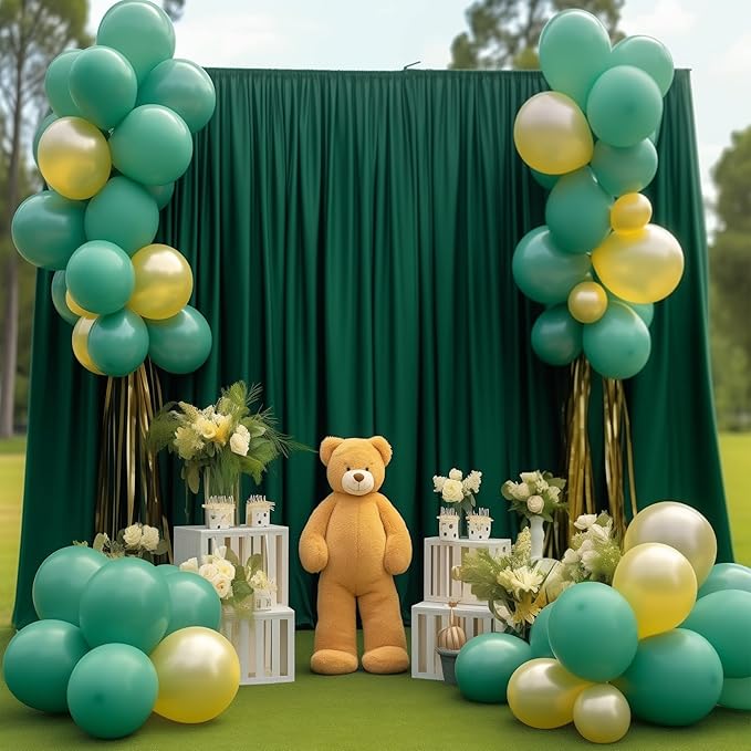 Hunter Green Backdrop Curtain-Wrinkle-Free Polyester Fabric Green Photography Curtains for Wedding Party Photo Background Decorations- 8 X10FT (Hunter Green)