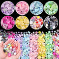 Assorted 500-550PCS 8 Mixed Colors Acrylic Beads for Bracelet Making, Flower Bow Butterfly GummyBear Aesthetic Bracelet Bead,Cute Beads for Jewelry Making DIY Necklace Keychain Phone Charm