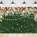 Sensfun Flower Wall Backdrop Spring Pink Rose Blossom Green Leaves Photography Background Floral Grass Birthday Baby Shower Miss to Mrs Wedding Bridal Shower Backdrops Portrait Photo Booth Props 8x6ft