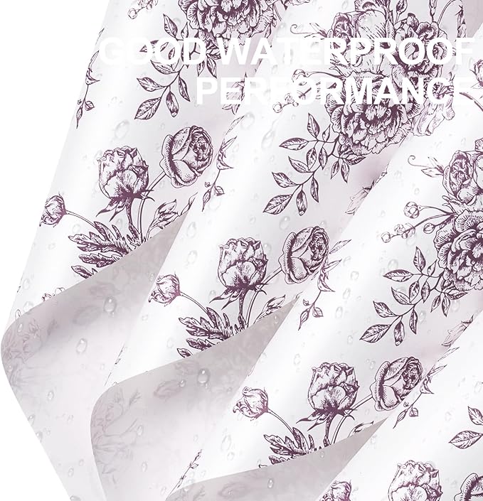 WRAPAHOLIC 20 Sheets Flower Wrapping Paper - 22.4 x 22.4 inch Dark Purple Vintage Floral Printed Water-Resistant Floral Bouquet Wrapping Paper, Florist Supplies Packaging for Wedding Birthday DIY