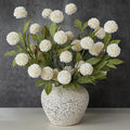 6 Pcs Faux Silk Pompon Mum Artificial Flowers for Vase -27", Bulk Fake Chrysanth Branches with Stems for DIY Bouquet Centerpieces Wedding Fillers Arrangements Shower Decorations (Cream)