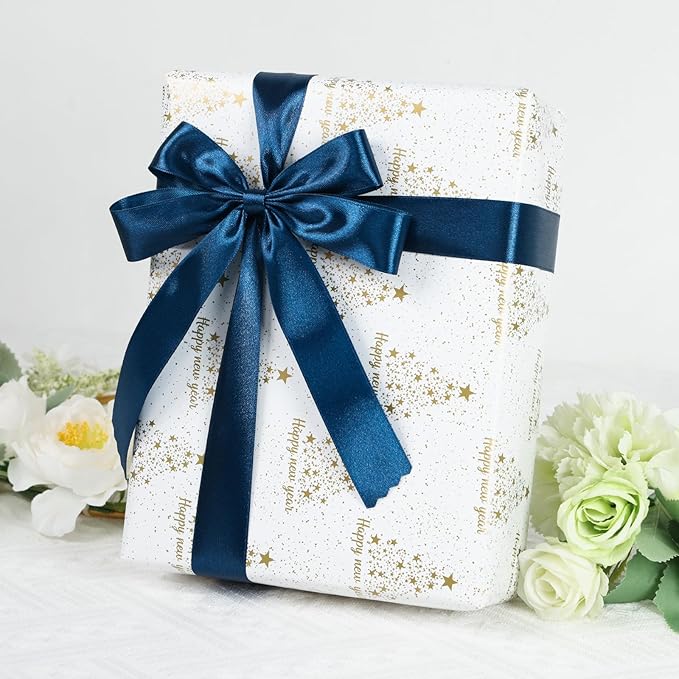 Navy Blue Ribbon 1 Inch 60 Yards, Dark Blue Satin Ribbon for Flower Bouquet, Graduation Lei, Crafts, Gift Wrapping, Baby Shower, Christmas and Wedding