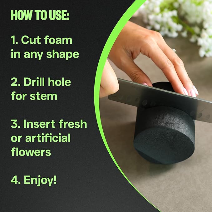 Reusable Floral Foam Blocks – Black Foam Blocks for Flower Arrangements | Florist Foam for Artificial Flowers & Crafts | Durable Non-Crumbling Floral Foam for Florists & DIY Projects,10pk 3x3 Round
