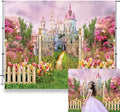 10x8ft Fantasy Castle Wonderland Backdrop Flower Garden Sweet Princess Birthday Party Photography Backdrop Girls Portrait Banner Baby Shower Kids Birthday Party Decorations