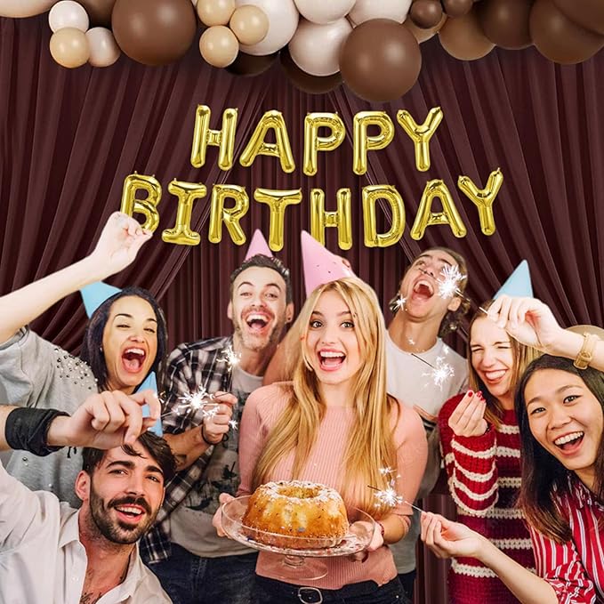 10 x 10 Feet Red Brown Backdrop Curtain for Partie, Background Curtains for Photoshoot, Birthday, Wedding, Halloween, Thanksgiving, Christmas, New Year Party Decorations 5Ft x 10Ft, 2 Panels