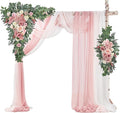 Wedding Arch Flowers Kit (Pack of 5) 2pcs Large Floral Swag Arrangement and 3pcs Fabric Drap for Ceremony Reception and Backdrop Decoration (Dusty Rose and Blush)