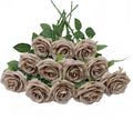 12pcs Artificial Rose Flower Sand Rose Flower with Long Stem Silk Roses Bouquet for Wedding Bridal Shower Party Home Decoration