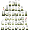 Green Bud Vases Set of 40, Mini Flower Vase for Centerpieces, Small Glass Bud Vases in Bulk for Wedding Decorations, Vintage Vase for Table, Recepetion, Home Décor