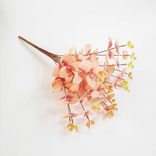 19" Faux Flowers Artificial Silk Silver Dollar Eucalyptus Stems Fake Plant for Vase Home Wedding Decor 3 Pcs (Pink)