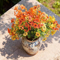 10 Bunch Artificial Fall Fake Flowers Bouquet with Plastic Plants Eucalyptus Faux Flowers for Outdoors Decoration,Home Decor,Vase Arrangements,Thanksgiving Gift, (Orange-Yellow)
