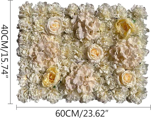 16"x 24" Artificial Flower Wall Panels,Flower Wall Mat Silk Flower Panels for Outdoor Garden Backyard Fence Fence Privacy Screen and Indoor Wall Decor (6Pcs Light Yellow)