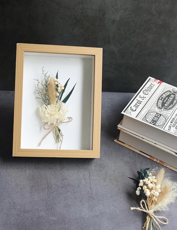 xin's convey Mini Dried Flower Bouquet Set (12 pcs), Wall Bouquet, Party Plate Decoration, Bridesmaid Flower Girl Proposal Gift Box, Groomsmen Corsage, Shooting Props. (White)