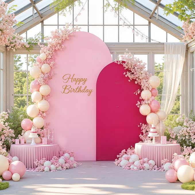 Pink Arch Backdrop Cover Set of 2 Hot Pink Arch Cover 7.2 and 6ft Wedding Arch Cover Stretchy Backdrop Bridal Baby Shower Birthday Party Arches Stand Covers Spandex