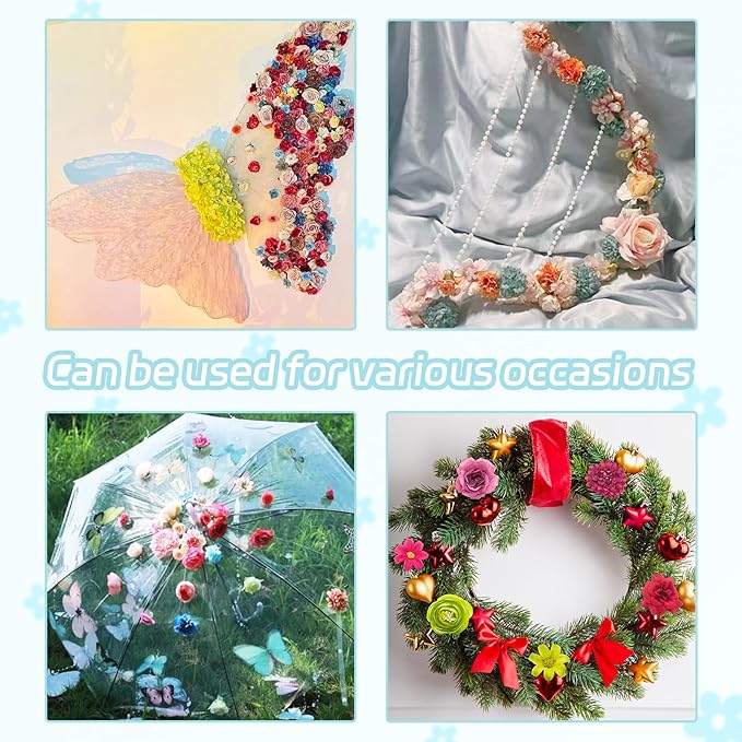 Mini Silk Flower Heads Craft Flowers Faux Daisy, 40 Pcs Artificial Flowers Fake Rose for Crafts, Artificial Daisies Flower Heads Small Flower for Wedding Party Cap Hair Decoration (Light Blue)