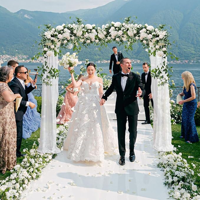 Square Balloon Arch Stand, 6.6x6.6 FT Gold Wedding Arch, Garden Arbor Garden Arches Metal Arch Backdrop Stand for Ceremony Party Birthday Bridal Baby Shower Anniversary Decoration