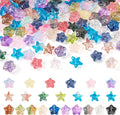 110Pcs 14mm Gradient Glass Star Beads Colorful Starfish Crystal Beads Clear Bowknot Pentagram Charm Beads Ocean Beach Craft Beads Loose Spacer Beads for DIY Bracelet Earring Jewelry Making