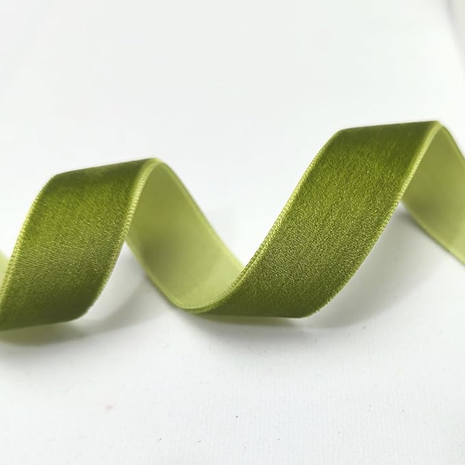 Chenkou Craft 25 Yards 3/4" Velvet Ribbon Total 30 Colors Assorted Lots Bulk (Olive, 3/4"(20mm))
