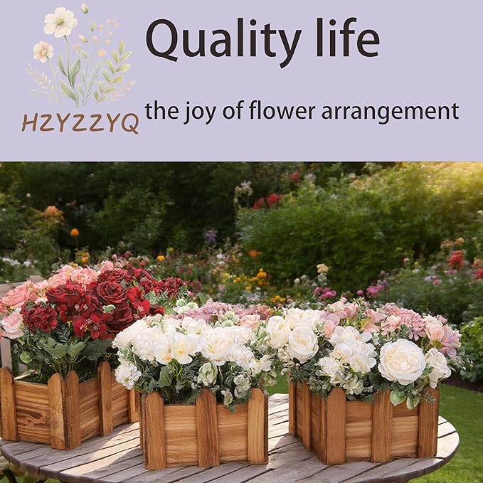 8 Pack Artificial Peony Flowers, Silk Peonies Flowers Fake Peonies Artificial Flowers Peonies Hydrangea Bouquet for Centerpiece Table Wedding Party Home Decor (8, White)