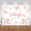 Mocsicka Butterfly Baby Shower Backdrop for Girl's A Little Butterfly is on The Way Pink Florals Flowers Photography Background Princess Girl Party Decoration Photography Props (10x7ft, Pink)