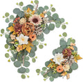 Artificial Wedding Arch Flowers for Wedding Sign,Set of 2 for Wedding Welcome Ceremony Sign,Faux Floral Swags,Wedding, Banquet and Reception Backdrop Floral Decoration (Coffee Orange)