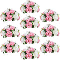 Sziqiqi Pack of 10 Fake Flowers, Silk Rose Flowers, Suit for Wedding/Party Centerpiece Road Lead Flower Rack Decorations, 10 Pieces