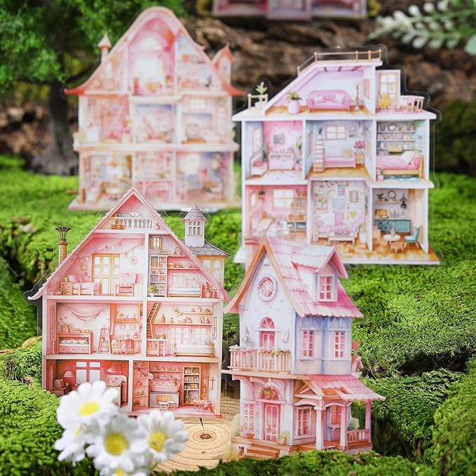 TIAMECH Dreamy Little Nest PET Stickers - 30 Pcs Warm Home & Rainbow Residence Cottage Design, Waterproof Sticker for Journaling & Scrapbooking, Junk Journal Supplies, Ephemera & DIY Crafts