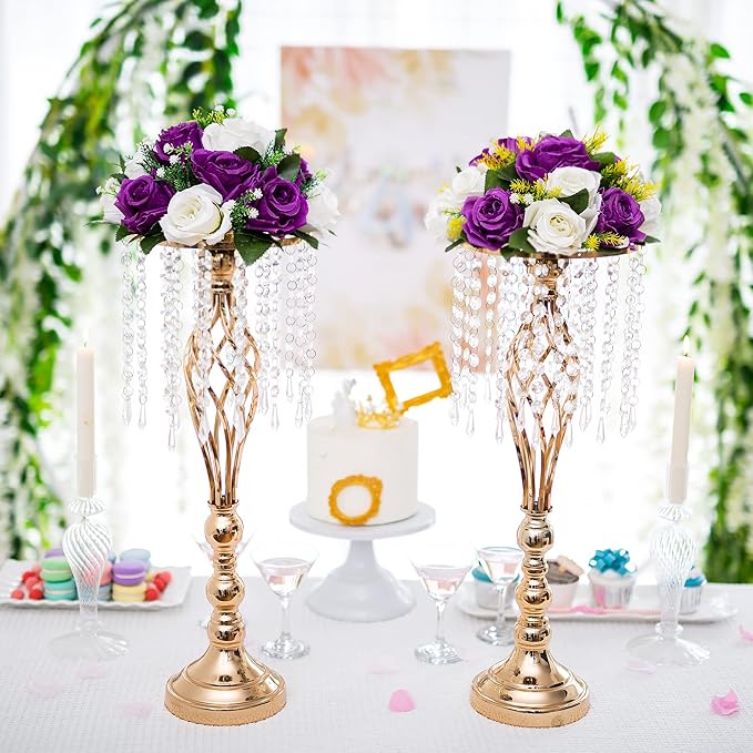 Flower Centerpieces for Wedding Tables: Wedding Table Decorations Purple & White Flower Balls Centerpieces for Engagement Cerebration Party Center Pieces 10 Packs