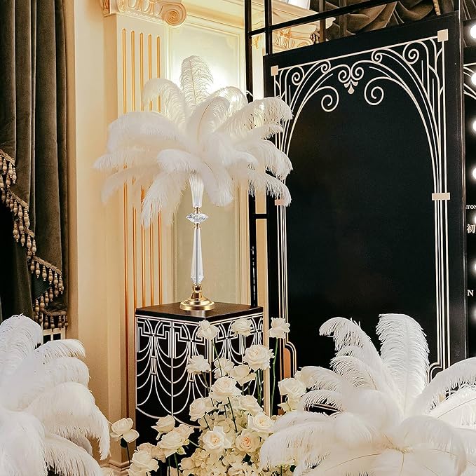VIJIV Tall Crystal Acrylic Flower Vases for Centerpieces, 23.6" Large Clear Decorative Trumpet Vases, Wedding Flower Stand with Ribbed, Table/Floor Vase for Bridal Showers & Dining Room, Home Décor