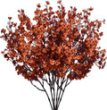 Mandy's Burnt Orange Artificial Baby’s Breath European Flowers 6 Bundles Silk Gypsophila with Bendable Stems for Fall Thanksgiving & Christmas Centerpiece Wedding Decor and Table Arrangements