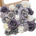 Serwalin Grey Artificial Flowers, Silk Fake Flowers for DIY Wedding Bridal Bouquets, Wedding Cake Flowers for Table Centerpieces Baby Shower Birthday Party Home Decorations