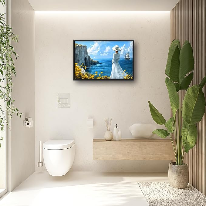 Coastal Boat Large Wall Art Framed Wall Decor for Living Room Ocean Coast Pictures Oversized Canvas Print Painting Modern Extra Large Framed Artwork for Bedroom Office Home Decor 36"x24"