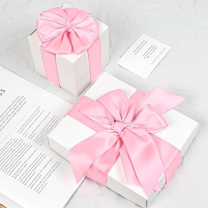 Pink Satin Ribbon, Double Faced 2 Inch X 25 Yards Pink Ribbon, Premium Satin Ribbon for Gift Wrapping, Crafts, Hair Bow Making, Sewing, Flower Bouquet, Wedding Party Decor