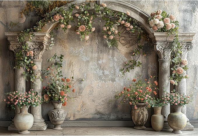 Baocicco 20x10ft Wedding Flowers Wall Backdrop Photography Vintage European Palace Victoria Wall Floral Background for Baby Shower Newborn Birthday Party Decorations Photo Booth Girl Women Portrait