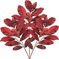 31" Burgundy Christmas Glitter Leaves Spray, Artificial Glitter Long Stems Christmas Tree Picks and Sprays Christmas Decoration Picks Xmas Tree Garland Wreath Autumn Winter Home
