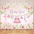 Pink Floral Baby Girl Baby Shower Backdrop Party Decorations,Rose Gold Flower Its a Girl Banner Backdrops Photography Background for Baby Shower Newborn Party Supplies Photo Booth Props 7x5ft