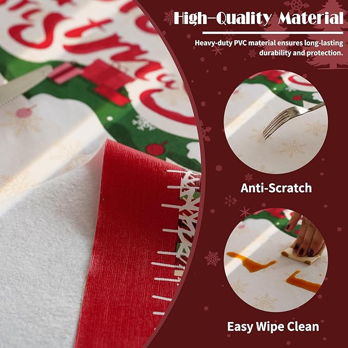 Christmas Rectangle Table Cloth,100% Waterproof Tablecloth,Christmas Decorations for Home, Vinyl Tablecloth Plastic Table Cover for Party，Picnic,Dining,Outdoor 54" x 54",Christmas Trees
