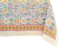 ATOSII Clover Yellow 100% Cotton Rectangle Fall Tablecloth, Handblock Floral Print Linen Table Cloth for Kitchen Dining I Parties, Outdoors, Christmas, Thanksgiving I 72 X 120 Inches I 10 Seater