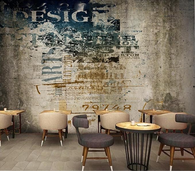 Eierme-Grunge Background with Text Mural Wallpaper Peel and Stick 160" x 114"