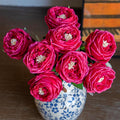 Fake Flowers for Decoration Home Decor Real Touch Artificial Flowers Austin Rose Peony Latex Fake Flower Living Room Decoration Vivid Pink Roses Peonies (Red 4pcs)