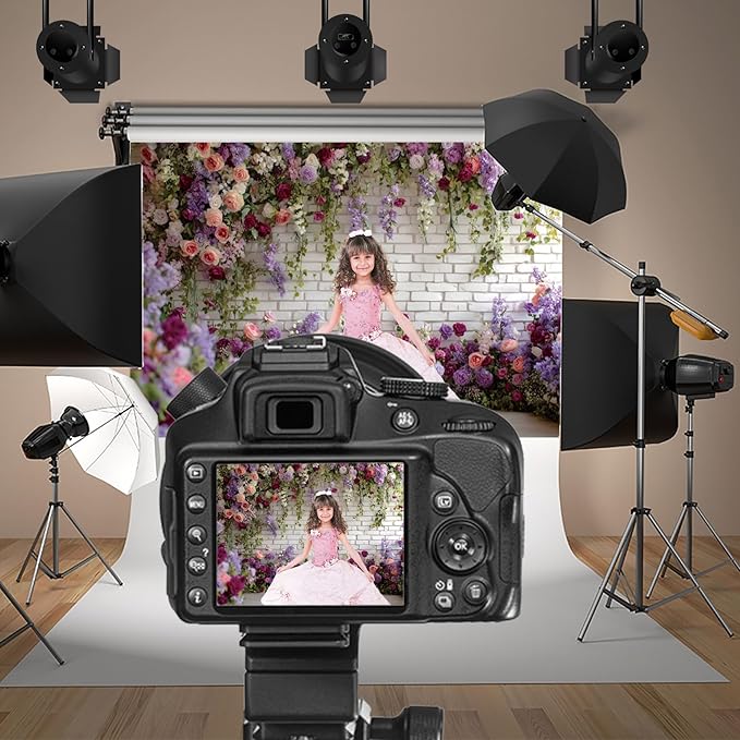 Baocicco Flower Brick Wall Backdrop 8x6.5ft Rose Flowers Photography Backdrops Baby Shower Bridal Shower Party Decorations Kids Adults Portraits Birthday Wedding Banner Supplies Props Video Studio