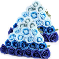 Hotop 40 Pcs Rose Artificial Flowers Bulk with Long Stem,Realistic Silk Fake Roses Bouquet for Home Wedding Centerpieces Party Table Decoration Valentines Gifts(Gradient Blue)