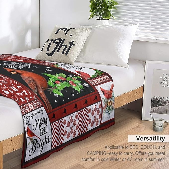 Cardinal Christmas Throw Blanket for Kids & Adults - Soft, Warm & Cozy Fleece for Couch, Sofa & Bed - 40"x50"