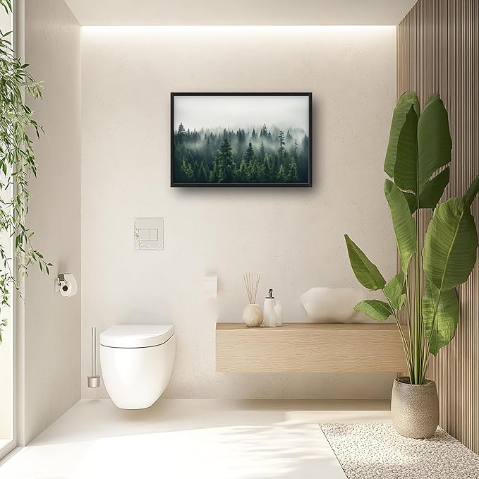 Framed Large Pictures Wall Art for Living Room, Foggy Forests Oversized Wall Decor Nature Landscape Forest Scenery Canvas Print Painting Extra Large Framed Artwork for Bedroom Office 36"x24"