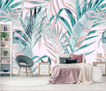 WFBHUA-Pink and Green Palm Leaf Wallpaper Large Self Adhesive Mural for Girls' Rooms 157“x108