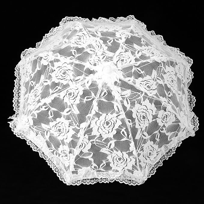 Hilitand Lace Umbrella White Embroidery Fashion Romantic Wedding Party Photography Decoration Umbrella Lightweight Mesh Parasol Lace Umbrella