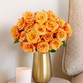 BloomsyBox - Yellow/Orange Roses -24 Long Stems, Hand-Tied in Eco-friendly, Vase Not Included, Fresh Flowers for Delivery – Gift for Birthday, Anniversary, Get Well, Congratulations, Wedding