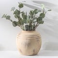 Ceramic Flower Vase, 8.66 inch Tall Round Rustic Farmhouse Decorative Vase for Home Decor, Living Room Entryway Table Centerpiece Decor