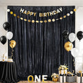 Black Backdrop Curtain 4.8x8FT Halloween Backdrop Sparkly Sequin Party Background Drapes for Birthday Wedding Stage Shimmer Wall Backdrop